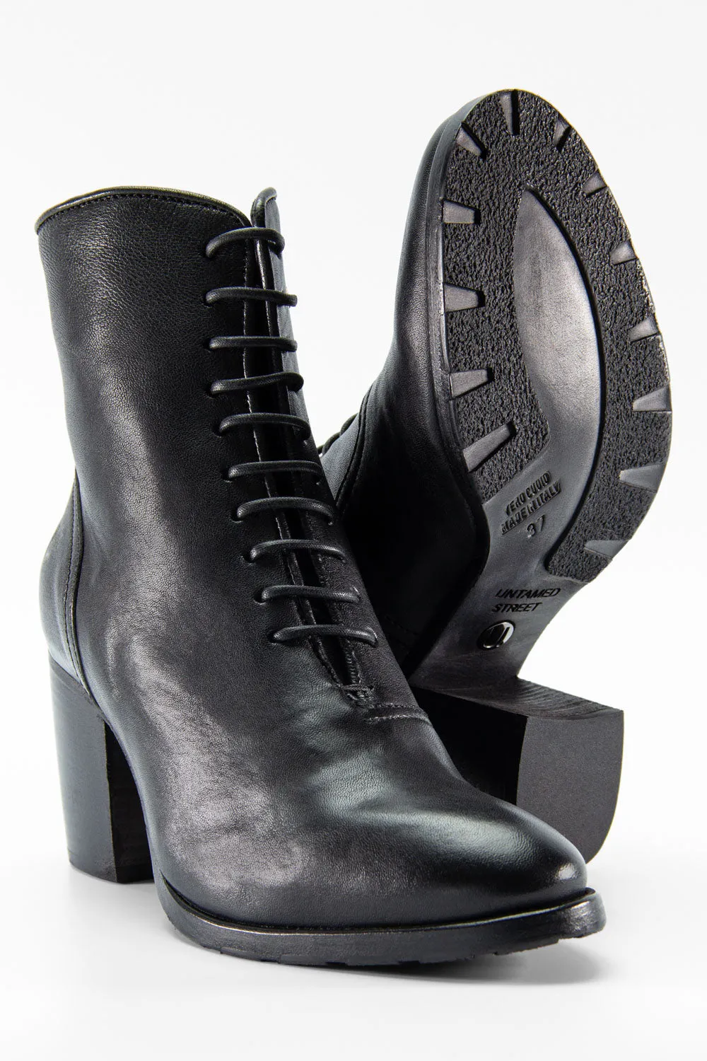 ASTON royal-black lace up boots.