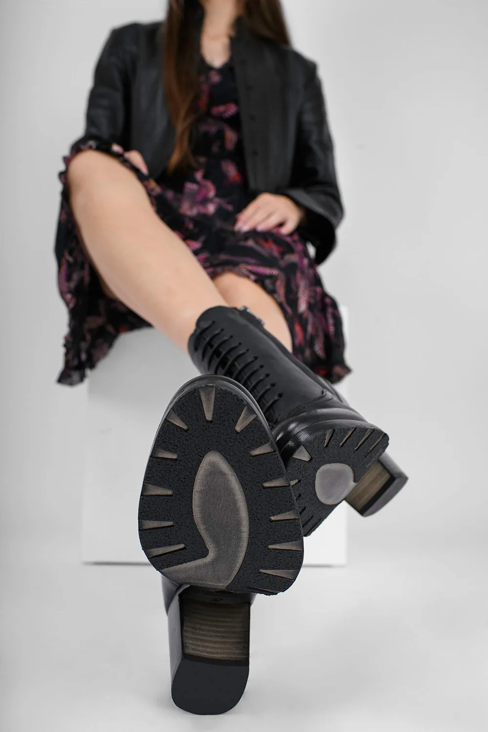 ASTON royal-black lace up boots.