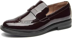 BEAU TODAY Flat Loafers for Women, Womens Leather Penny Loafers, Slip-on Flats for Women, Comfortable Dressy Business Casual Office Non-Slip Round Toe Loafers