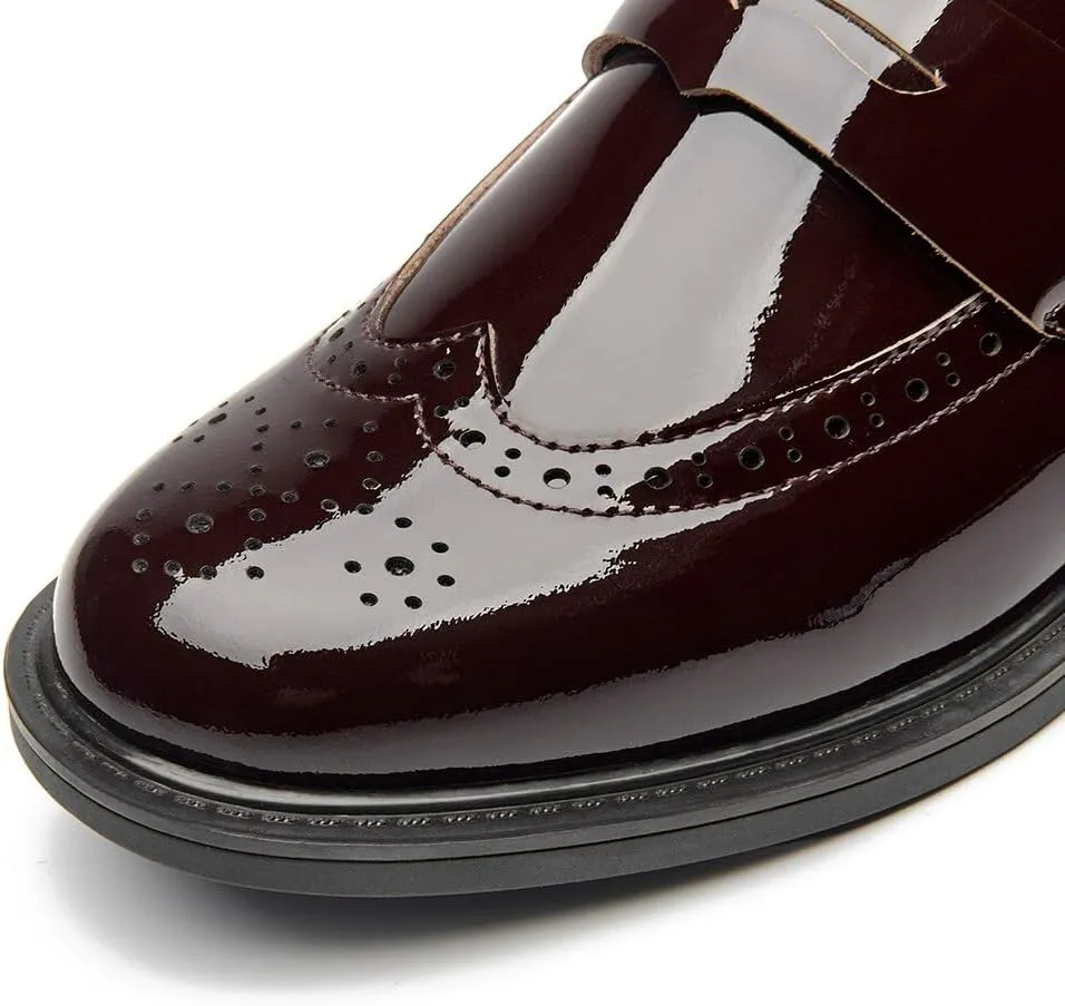 BEAU TODAY Flat Loafers for Women, Womens Leather Penny Loafers, Slip-on Flats for Women, Comfortable Dressy Business Casual Office Non-Slip Round Toe Loafers