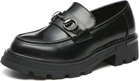 Bernal Women Chunky Platform Loafers Comfy Slip-On Penny Loafers Dressy Shoes Work School Party with Buckle