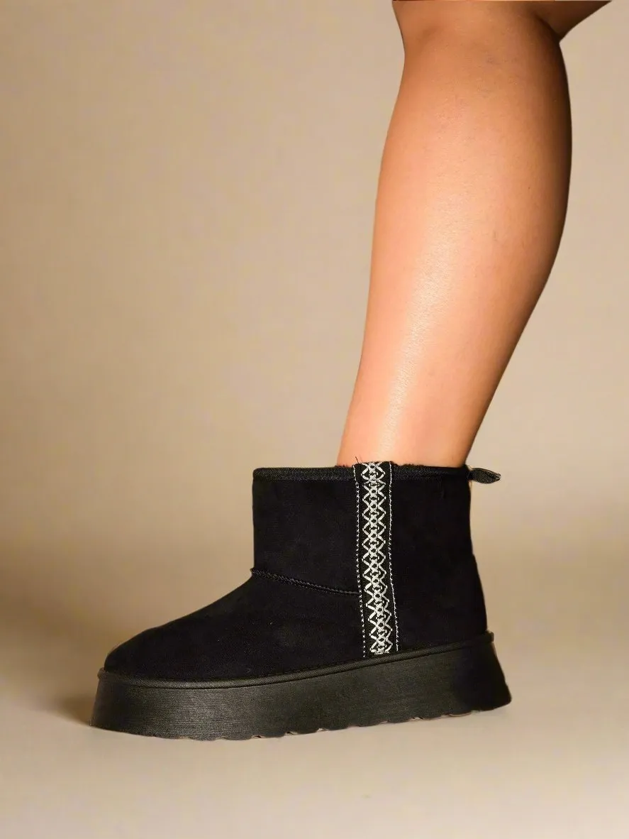 Black Cozy Suede Booties