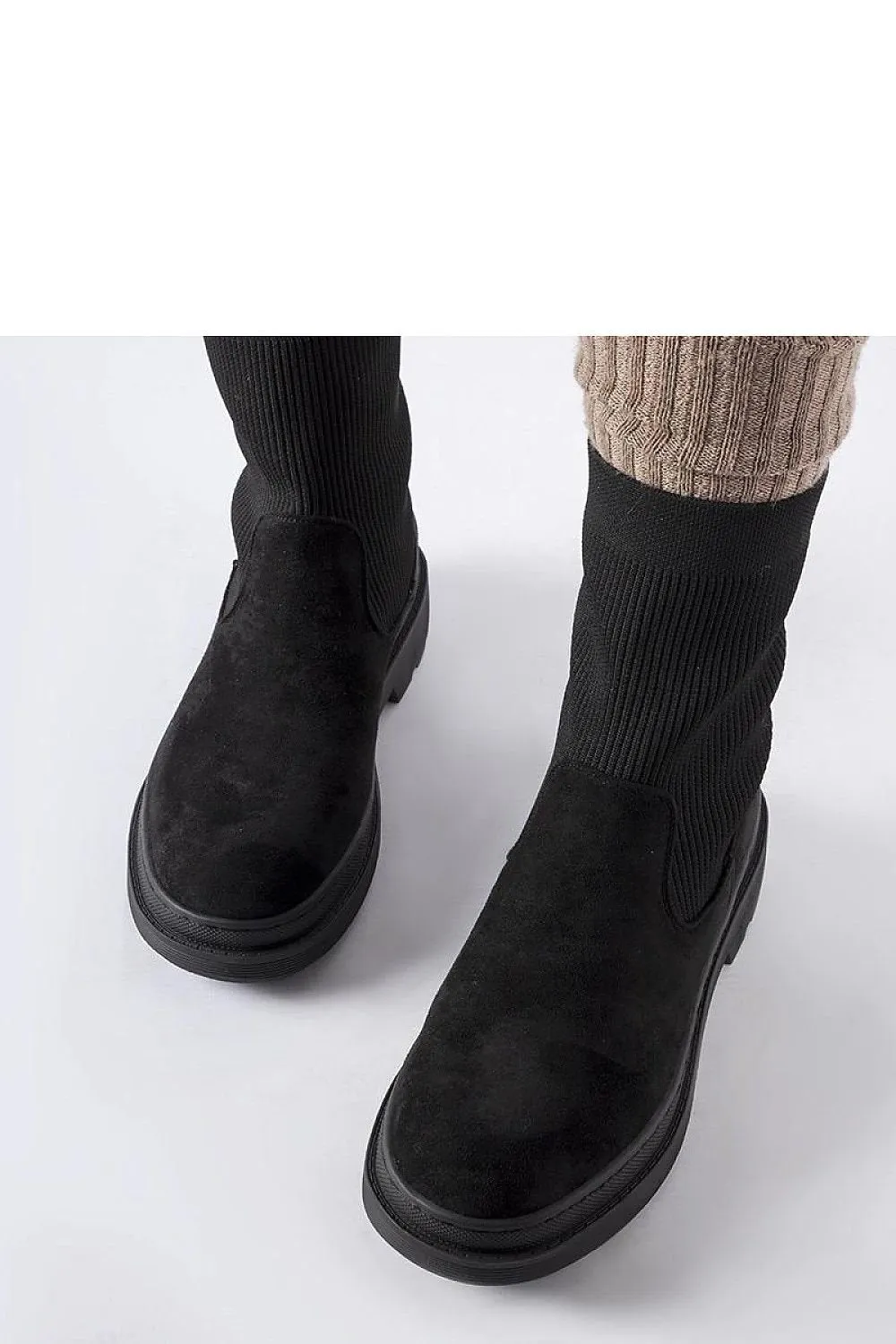 Black sock-like chunky boots