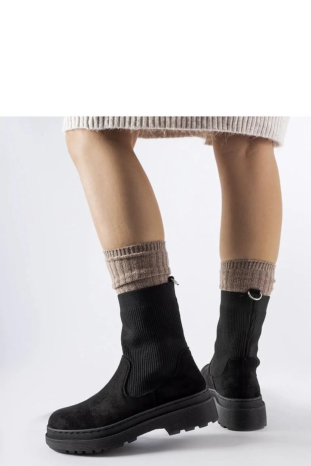 Black sock-like chunky boots