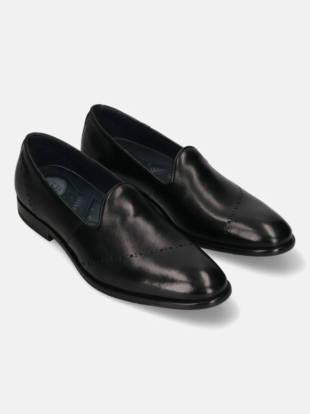bugatti Black Premium Leather Slip-ons Formal