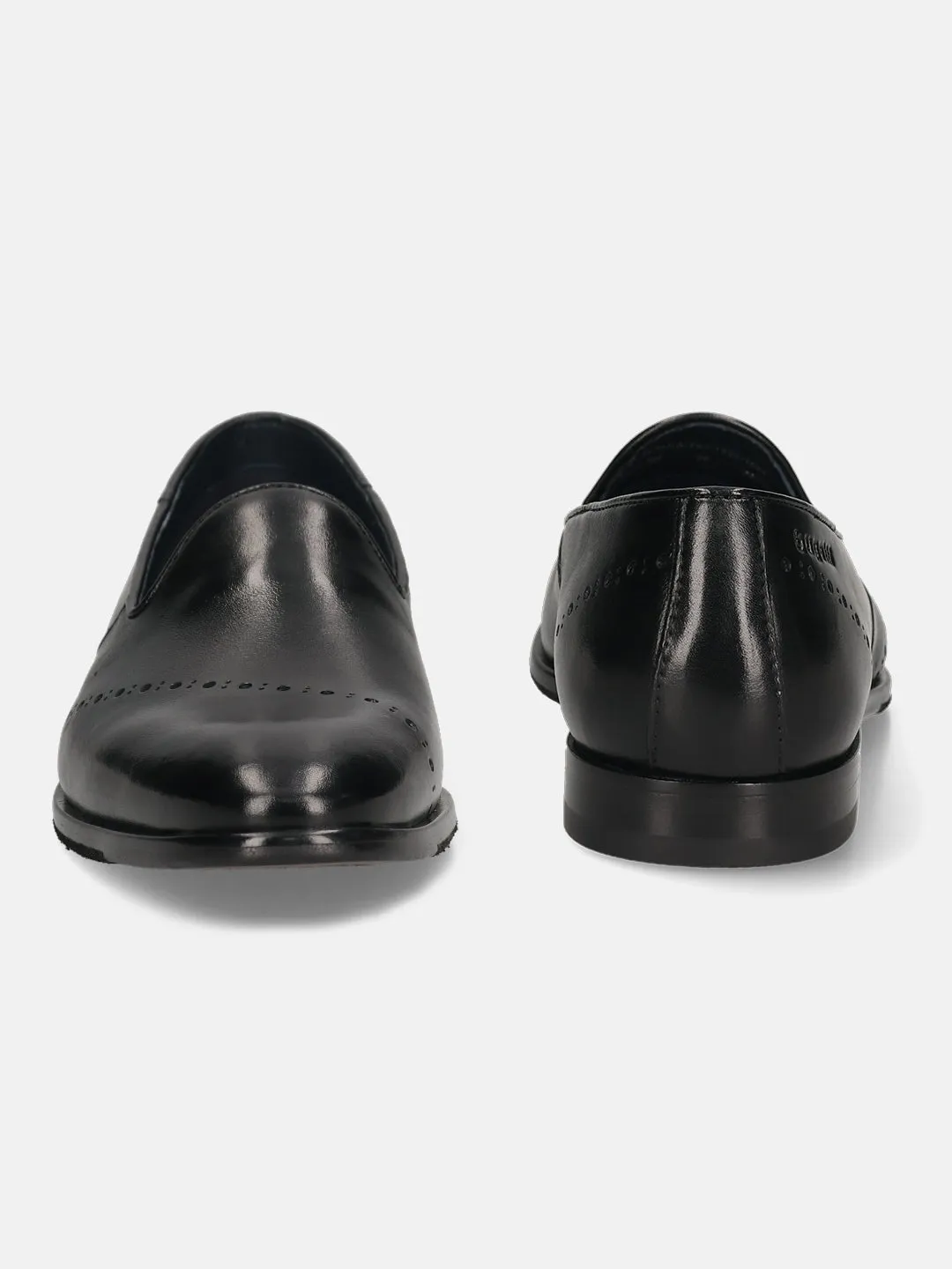 bugatti Black Premium Leather Slip-ons Formal