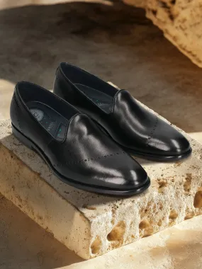 bugatti Black Premium Leather Slip-ons Formal