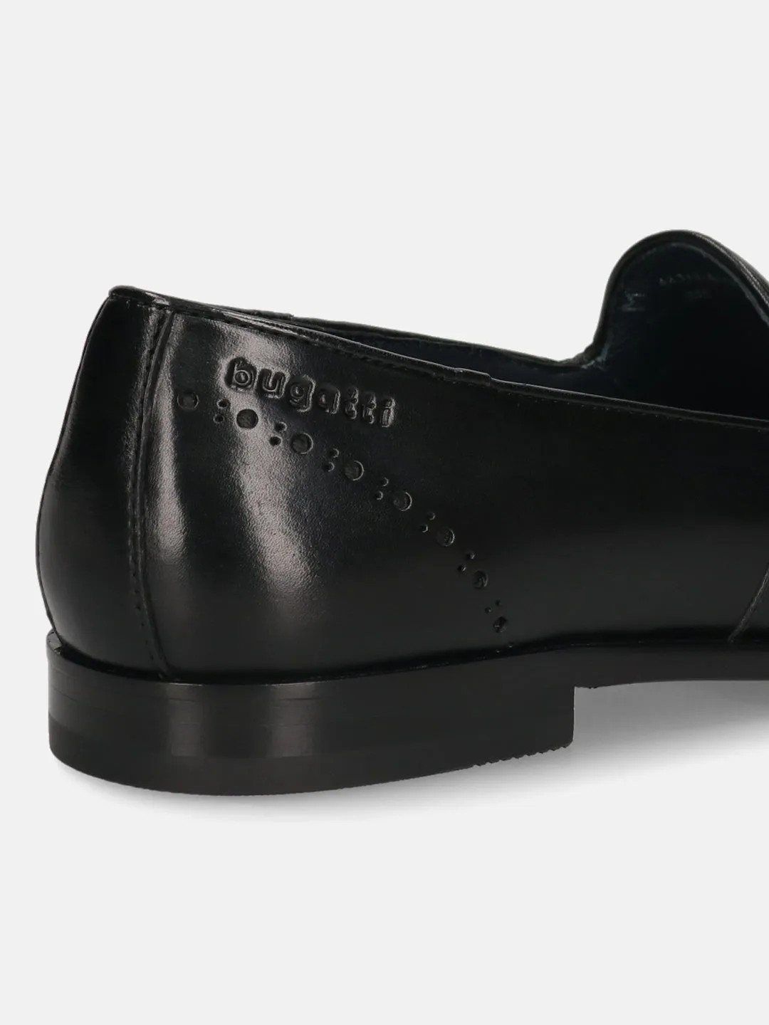 bugatti Black Premium Leather Slip-ons Formal