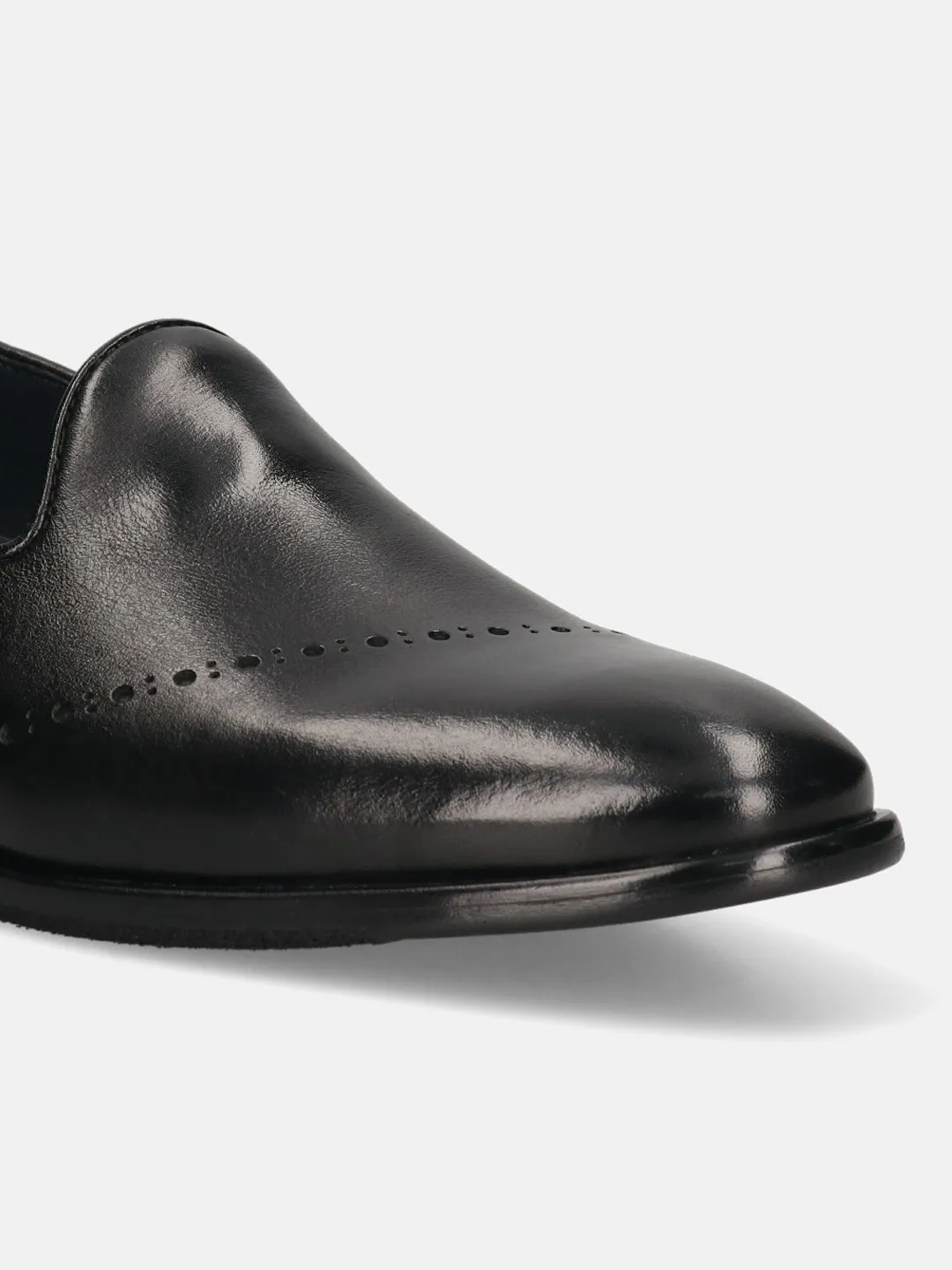 bugatti Black Premium Leather Slip-ons Formal