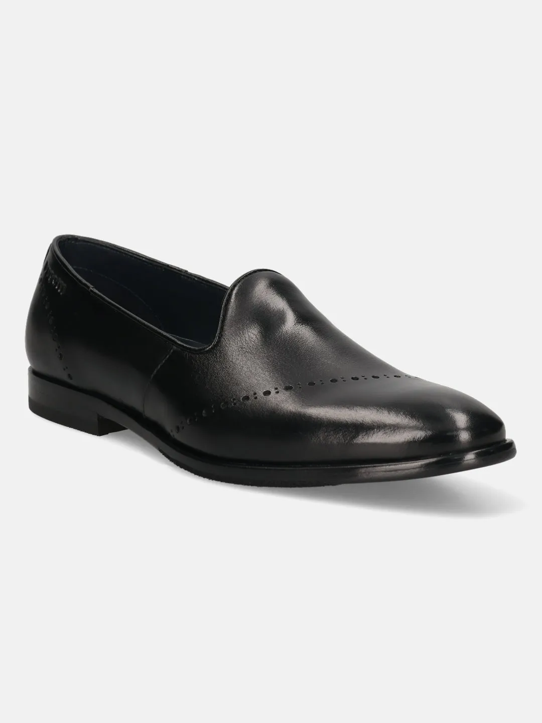 bugatti Black Premium Leather Slip-ons Formal