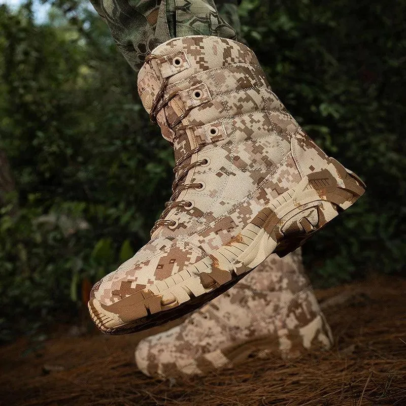 Camouflage Men's Outdoor Hiking Boots: Waterproof Trekking Combat Safety Shoes