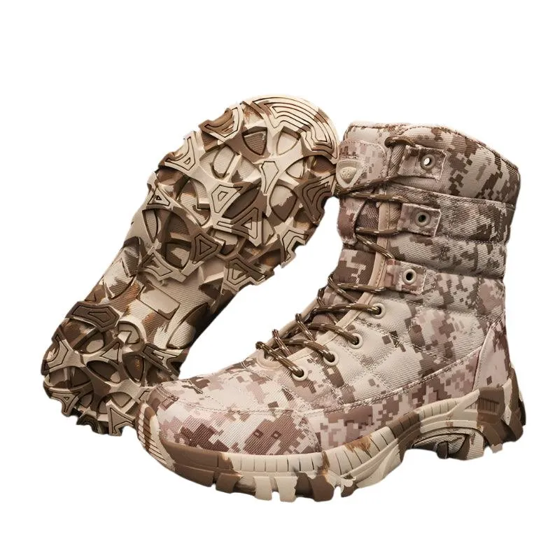 Camouflage Men's Outdoor Hiking Boots: Waterproof Trekking Combat Safety Shoes