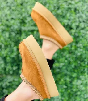 Corkys Tobacco Faux Suede Pillow Talk Platform Slippers