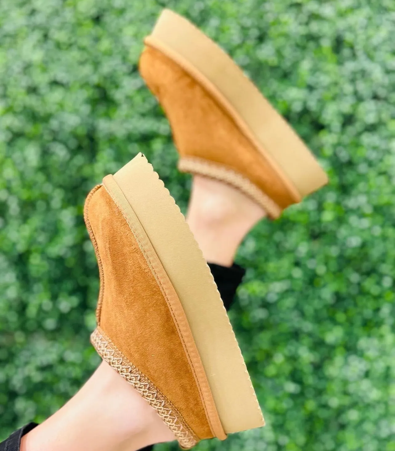 Corkys Tobacco Faux Suede Pillow Talk Platform Slippers