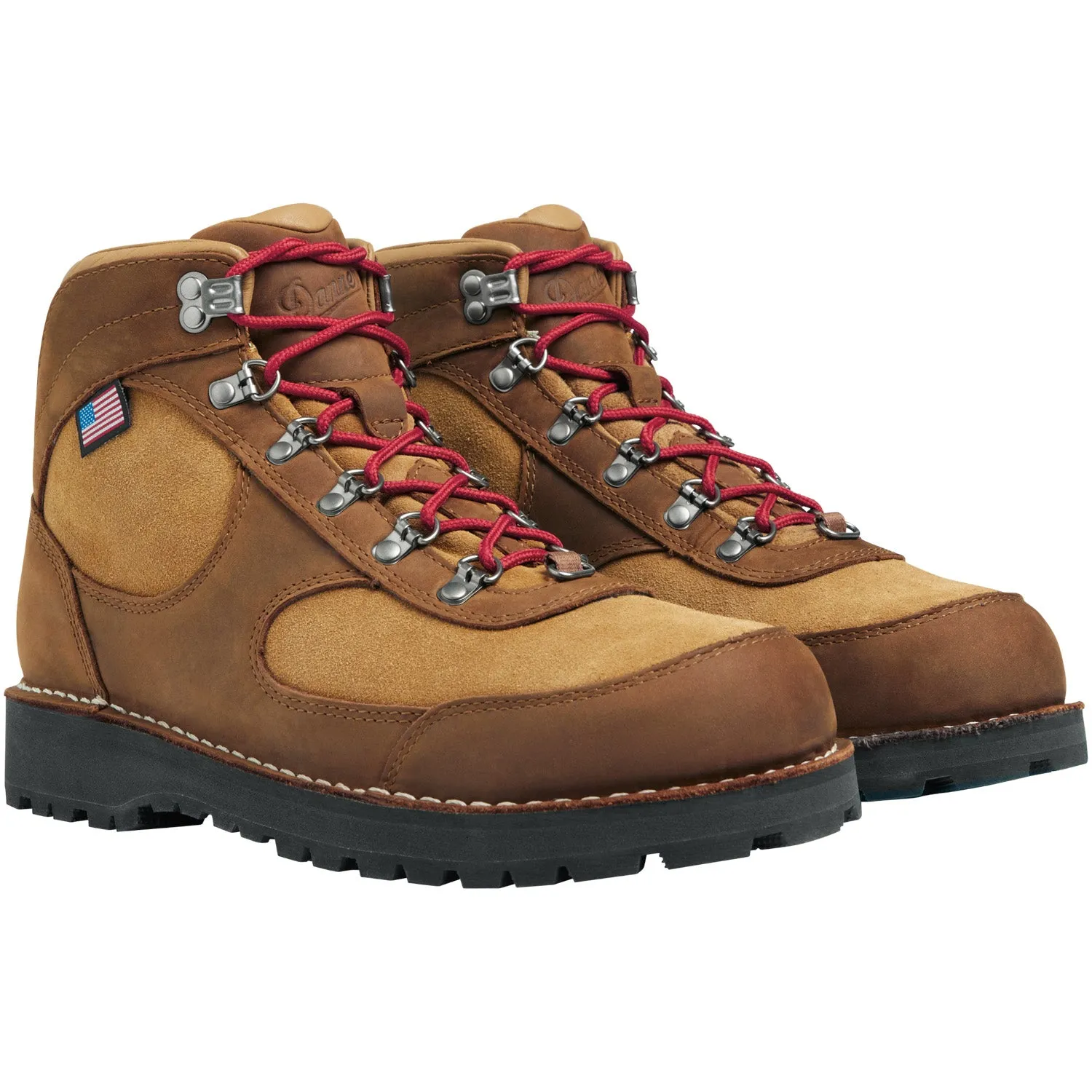 Danner Mens Cascade Crest GTX Grizzly Brown/Rhodo Red Leather Hiking Boots
