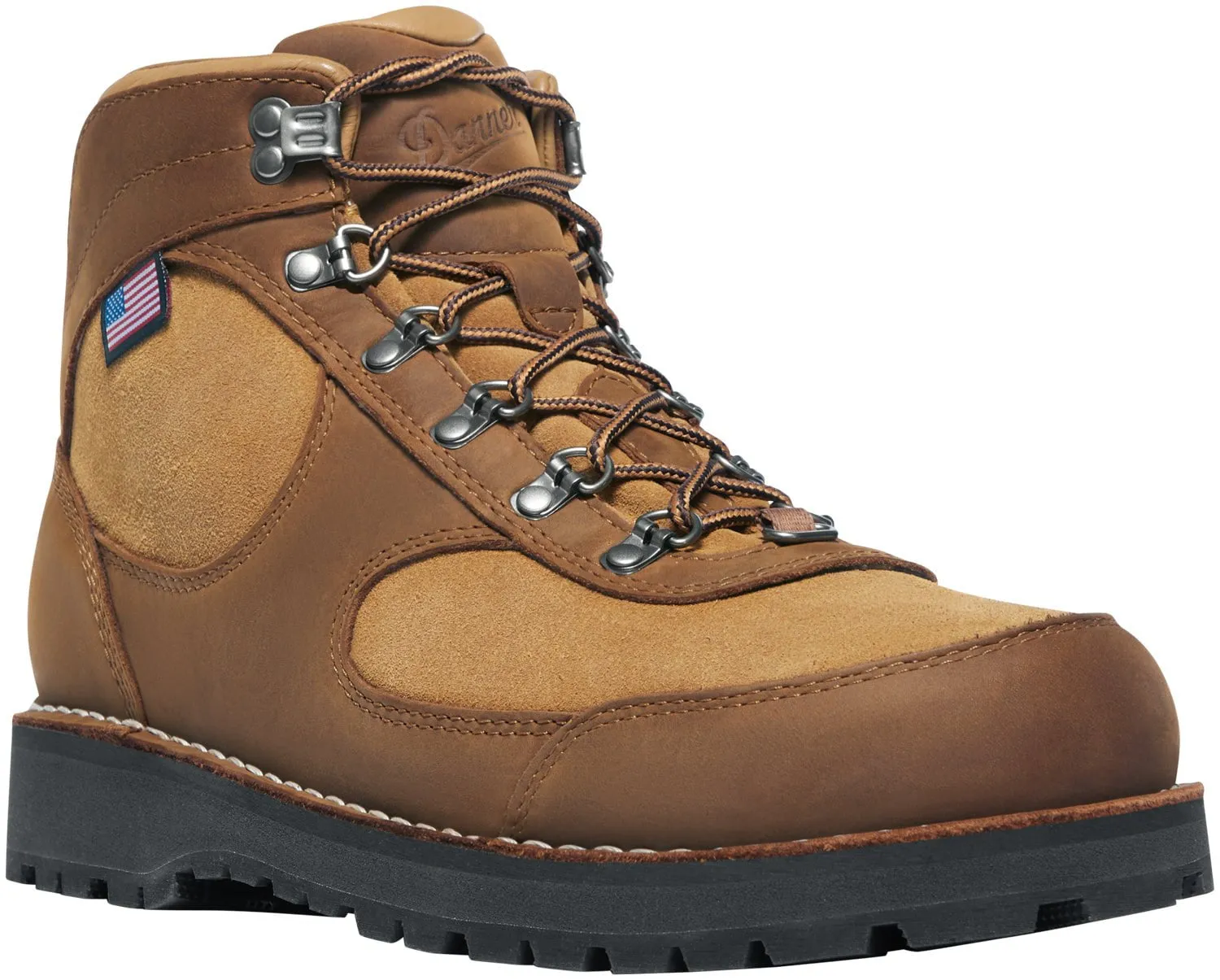 Danner Mens Cascade Crest GTX Grizzly Brown/Rhodo Red Leather Hiking Boots