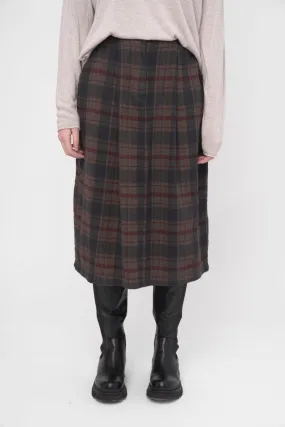 Elastic Waist Plaid Cotton Skirt