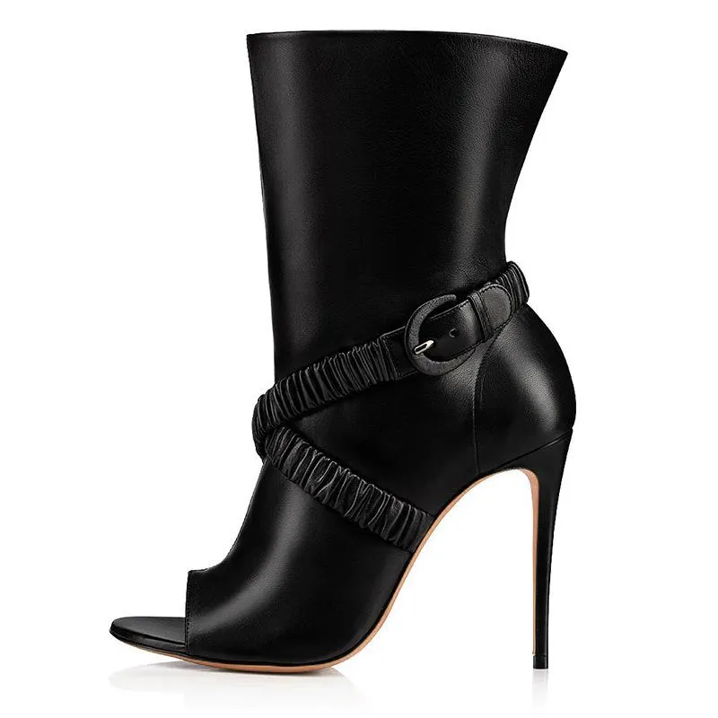 Fish Mouth High-Heeled Fashion Medium Boots