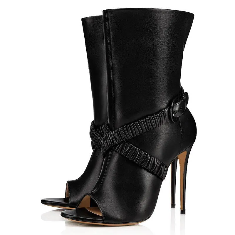 Fish Mouth High-Heeled Fashion Medium Boots