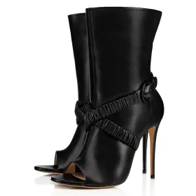 Fish Mouth High-Heeled Fashion Medium Boots