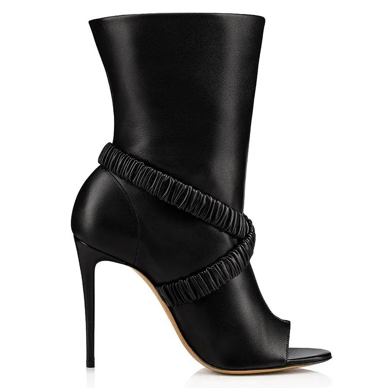 Fish Mouth High-Heeled Fashion Medium Boots