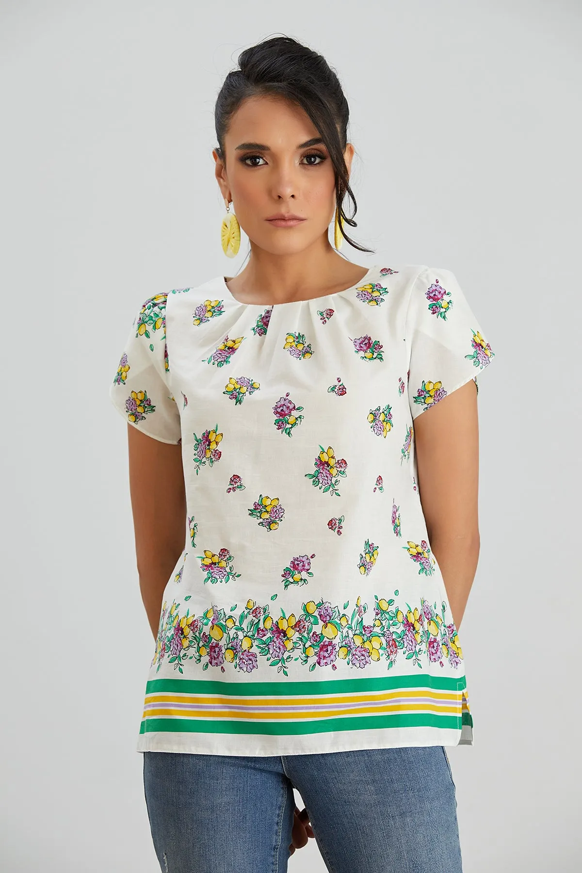 Floral print White Summer Top