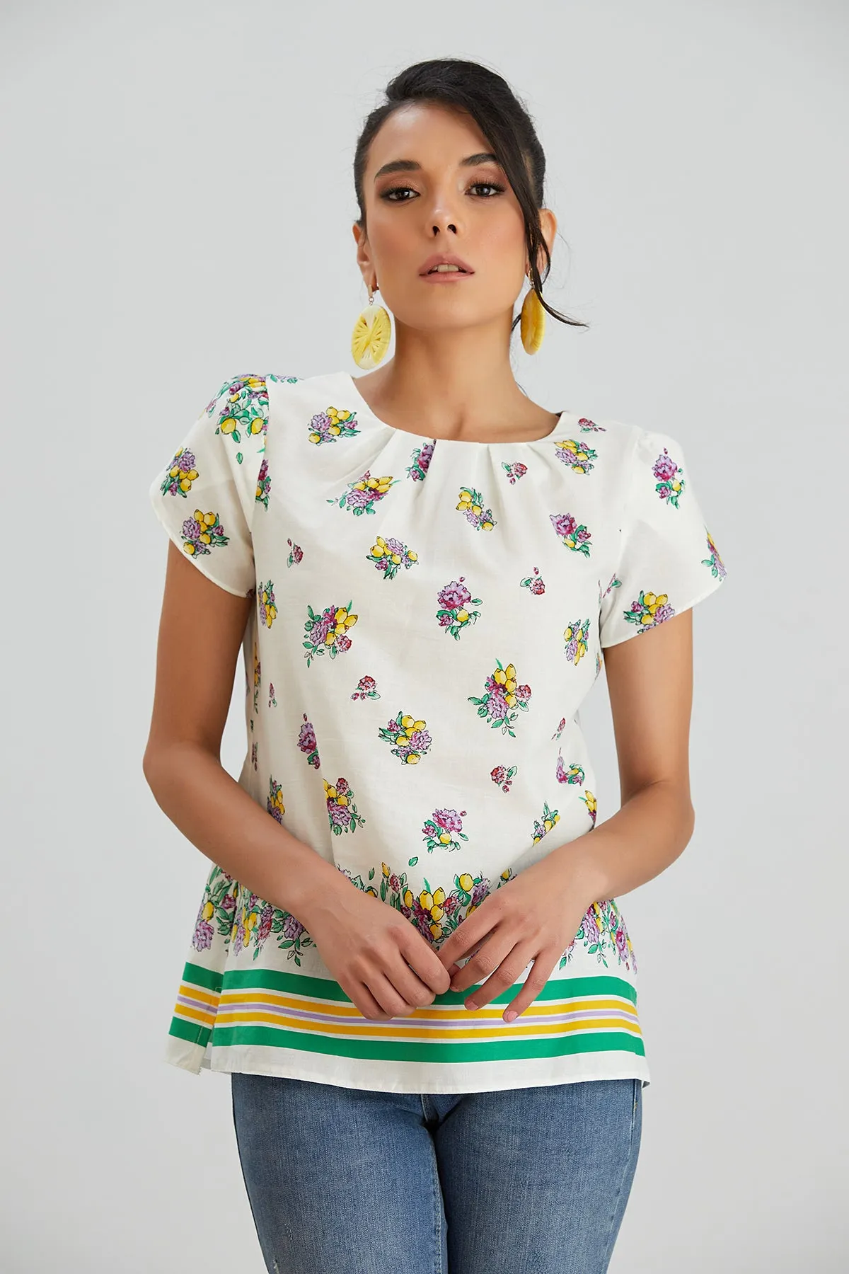 Floral print White Summer Top