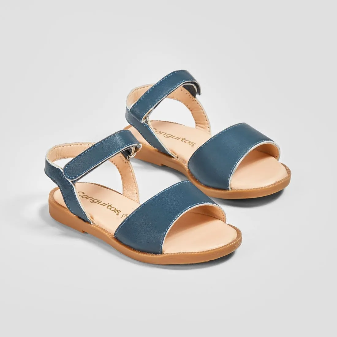 Girl's Navy Leather Sandals