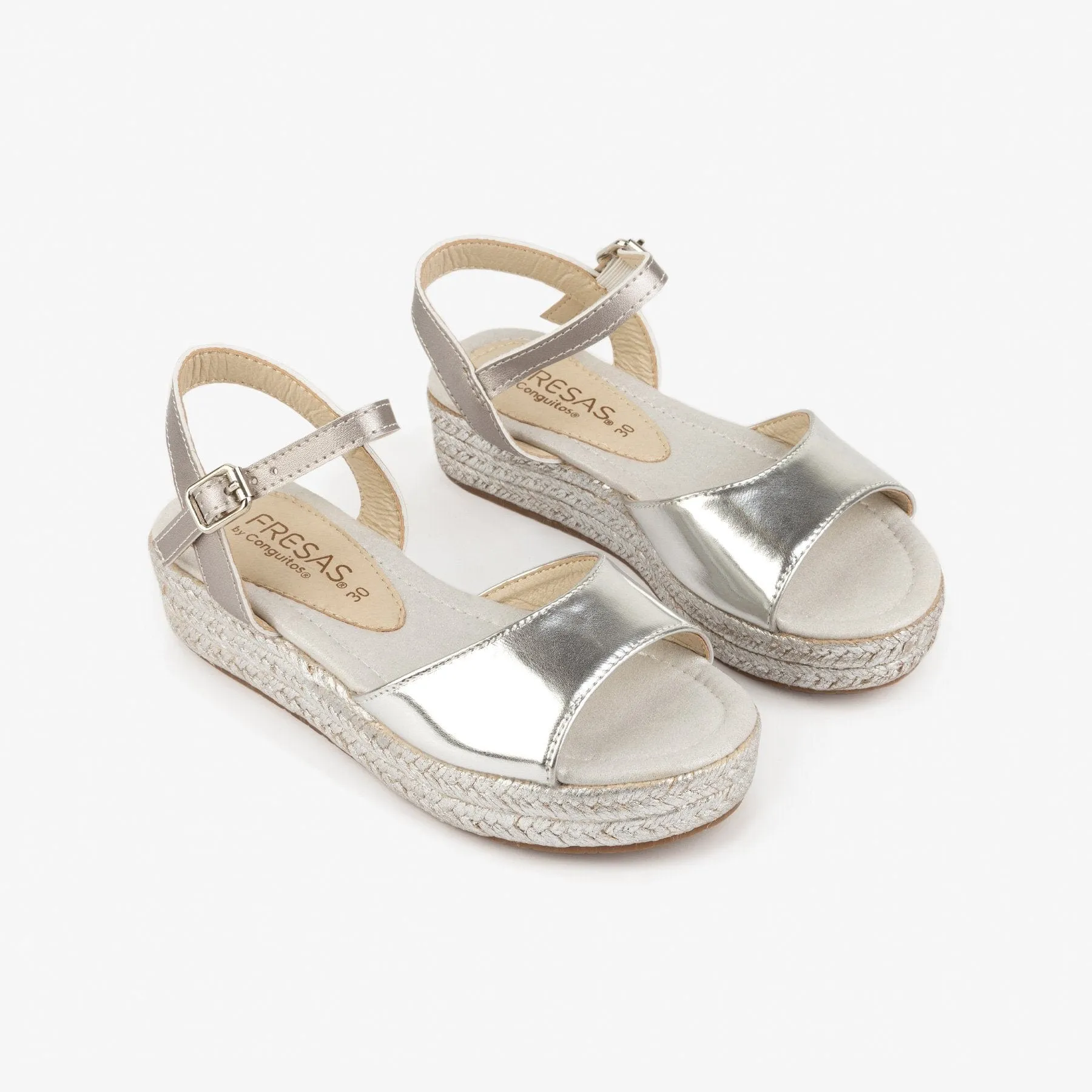 Girl's Silver Metallized Wedge Sandals