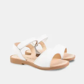 Girl's White Leather Sandals