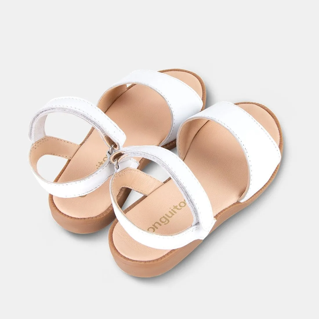Girl's White Leather Sandals