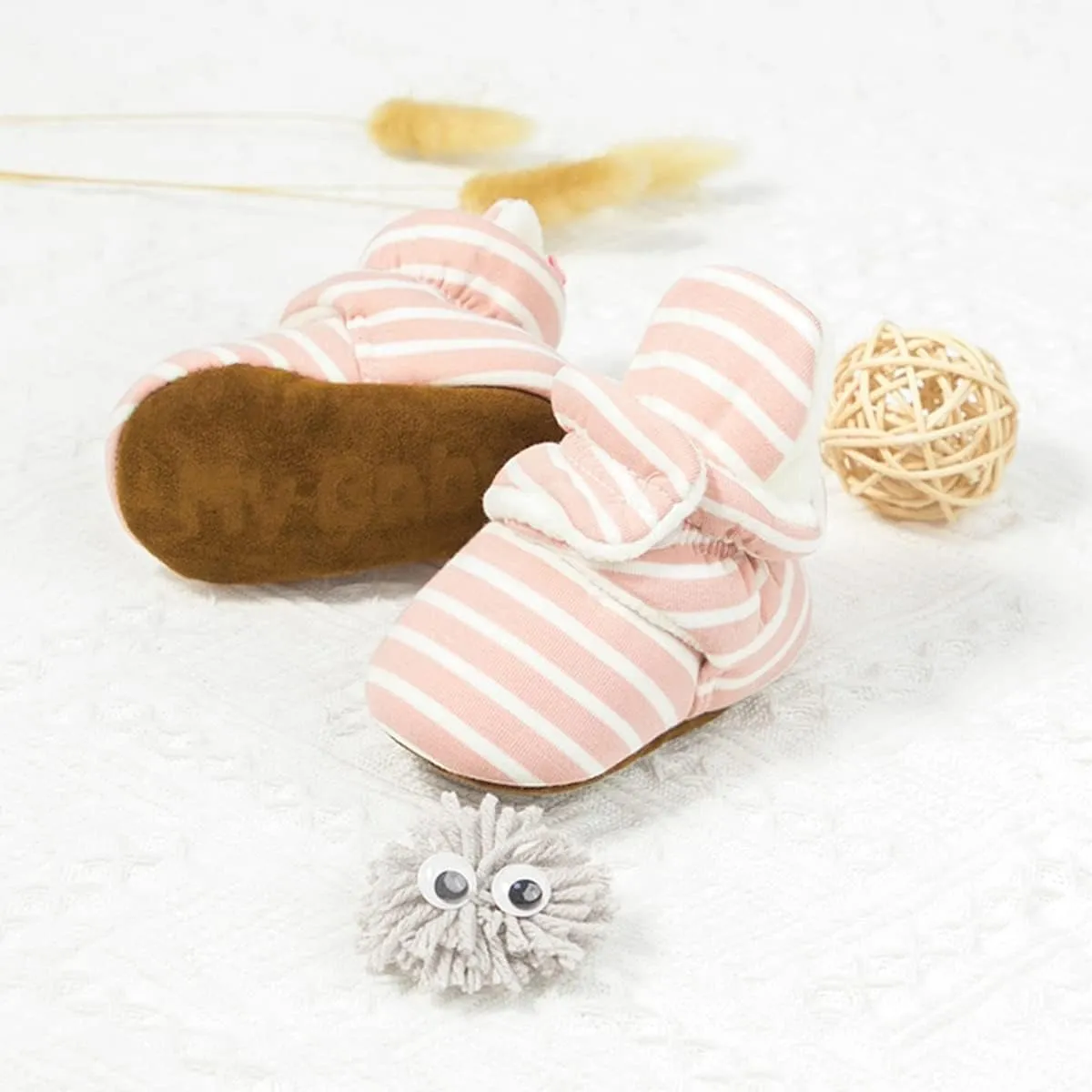 Infant Baby Boy Girl Cozy Fleece Bootie Newborn Stay on Slipper Winter Warm Gripper Non-Slip Crib Shoes