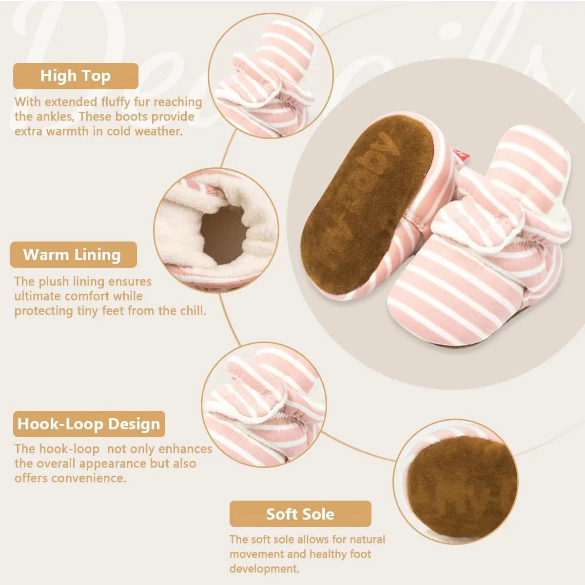 Infant Baby Boy Girl Cozy Fleece Bootie Newborn Stay on Slipper Winter Warm Gripper Non-Slip Crib Shoes