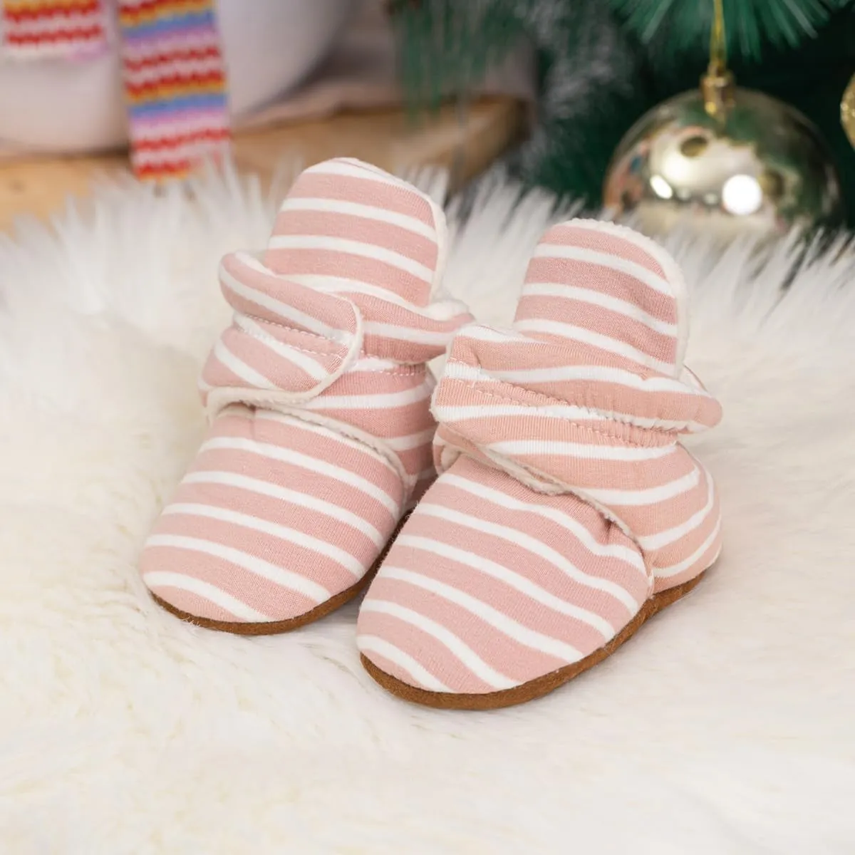 Infant Baby Boy Girl Cozy Fleece Bootie Newborn Stay on Slipper Winter Warm Gripper Non-Slip Crib Shoes