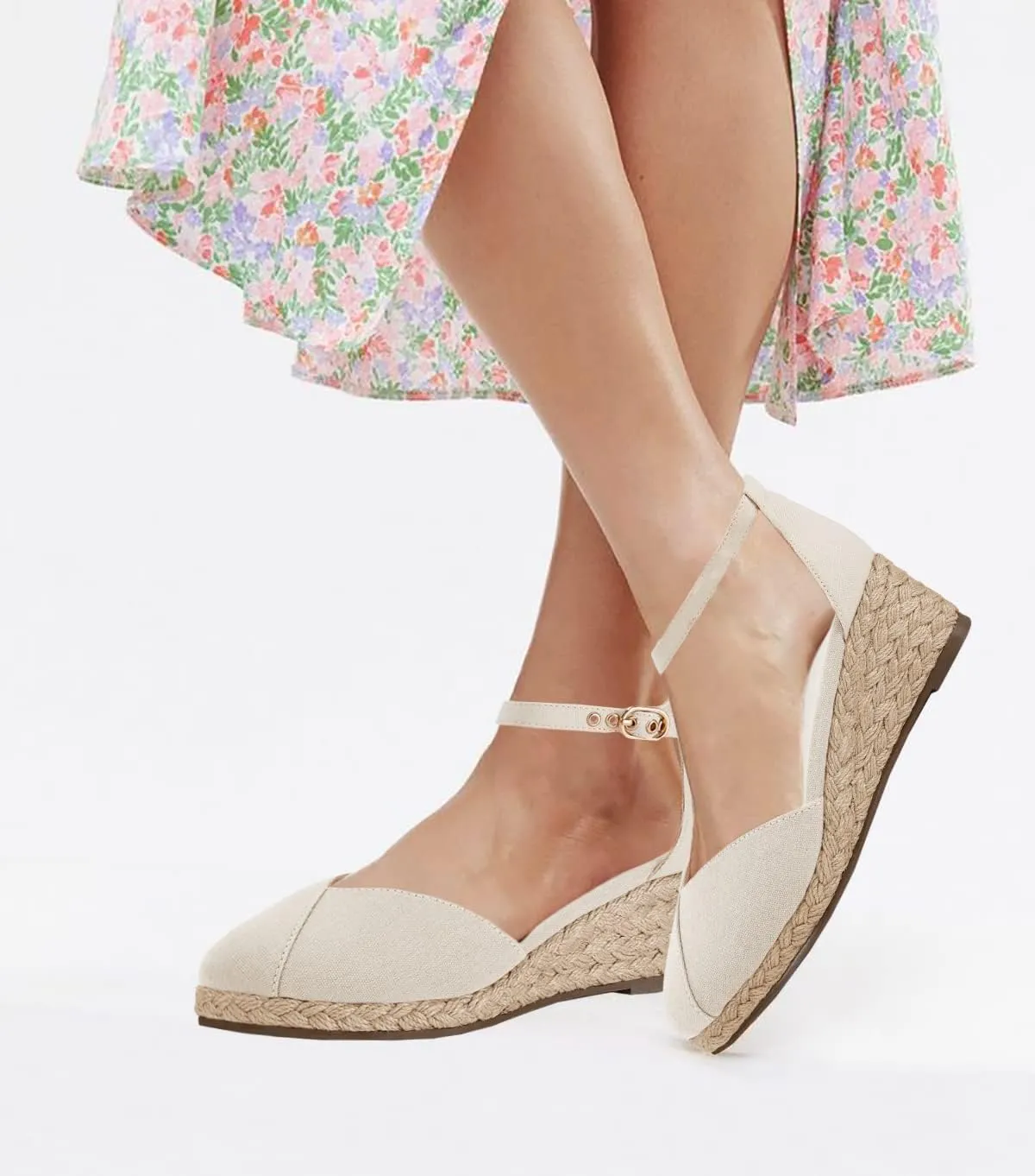 Juliet Holy Womens Espadrilles Sandals Closed Toe Platform Ankle Strap Casual Summer Wedges