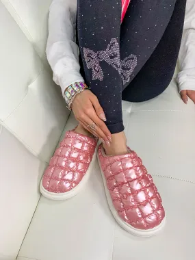 Keep It Comfy Quilted Slippers - Pink