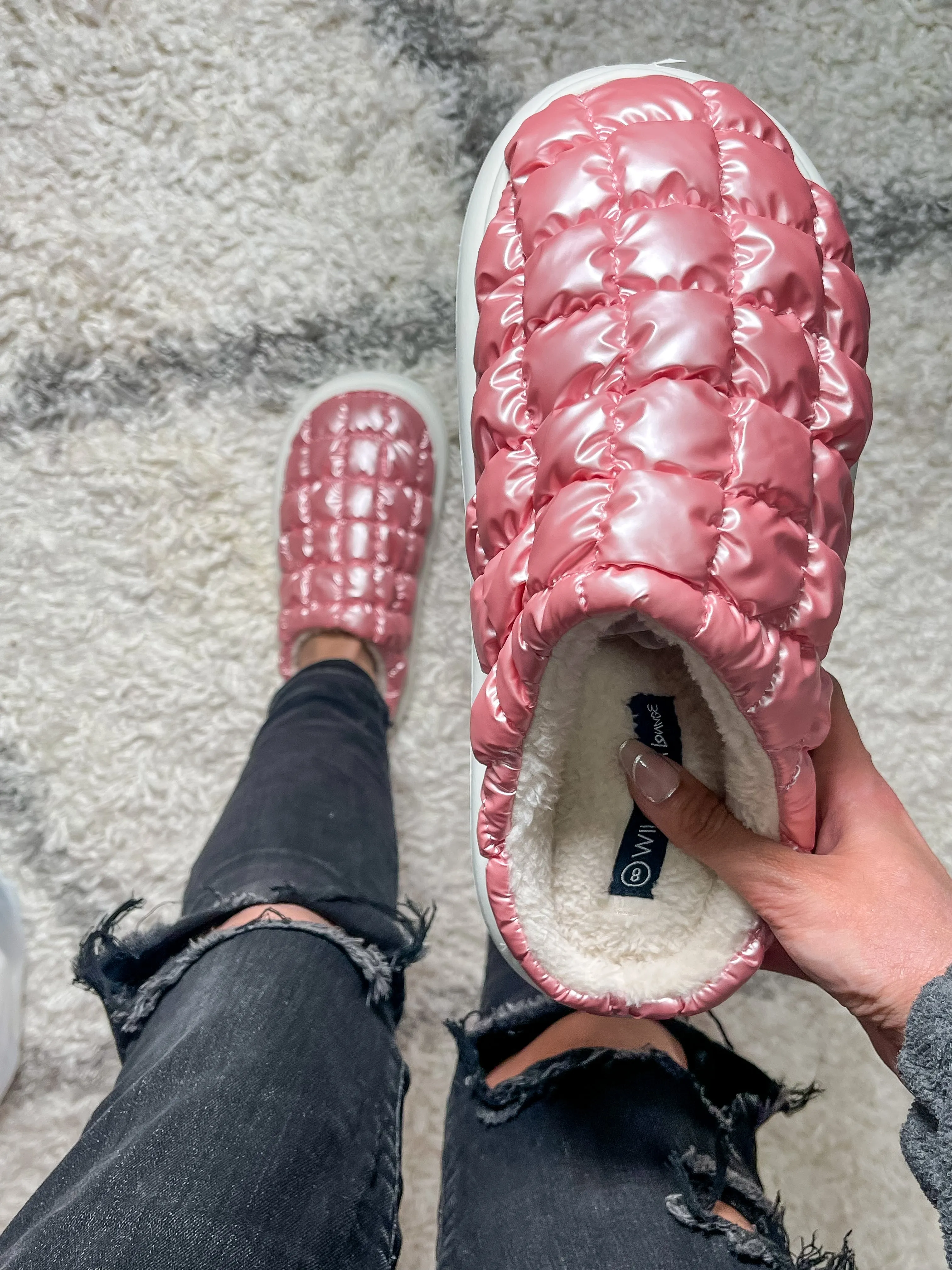 Keep It Comfy Quilted Slippers - Pink