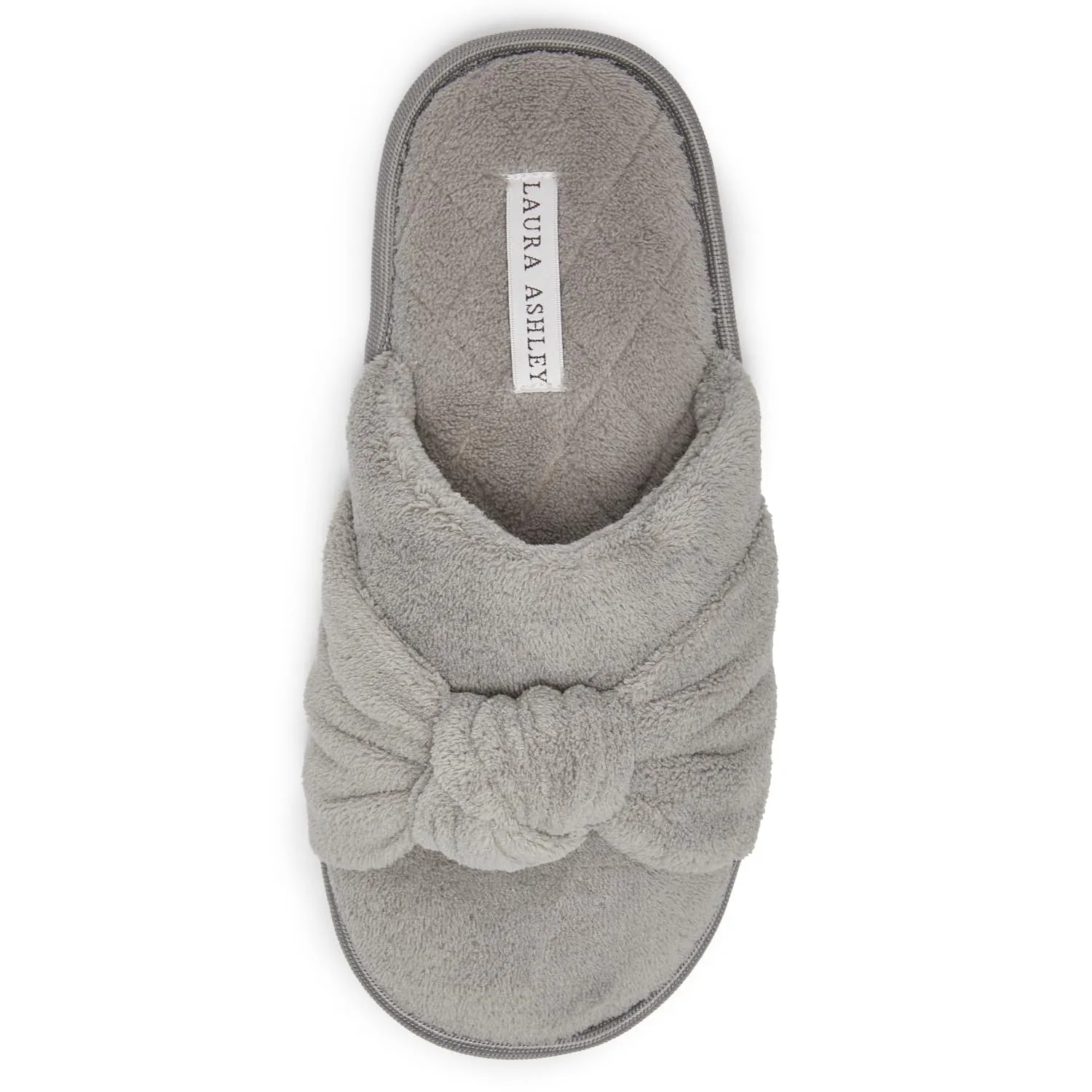 Laura Ashley Soft Terry Knot Scuff Slippers for Women - Comfy Non Slip Closed Toe Bedroom Slipper - Cozy Slide On Womens House Slippers