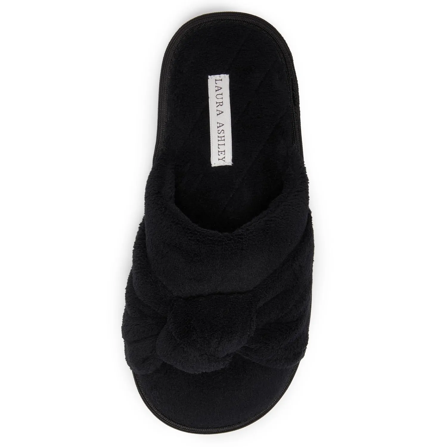 Laura Ashley Soft Terry Knot Scuff Slippers for Women - Comfy Non Slip Closed Toe Bedroom Slipper - Cozy Slide On Womens House Slippers