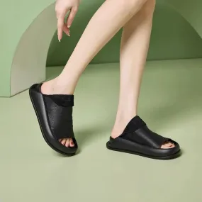 Leather Platform Comfy Slippers