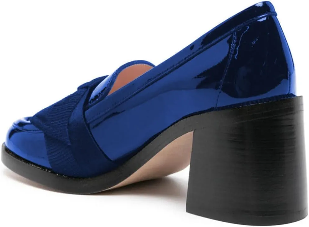 Maiyang Women Stylish Round Toe Bowknot Loafers Slip on Chunky Mid Heel Pumps Casual Daily Dress Shoes Size 4-16 US