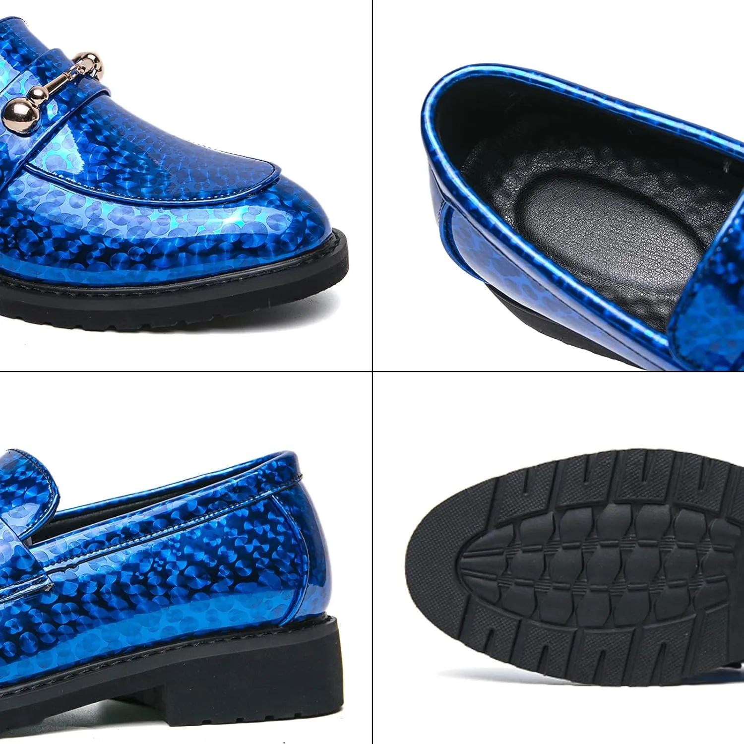 Men's Patent Leather Slip On Dress Loafers Fashion Pointed Toe Causal Business Formal Oxfords Sparkle Wedding Party Prom Shoes