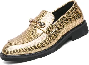 Men's Patent Leather Slip On Dress Loafers Fashion Pointed Toe Causal Business Formal Oxfords Sparkle Wedding Party Prom Shoes