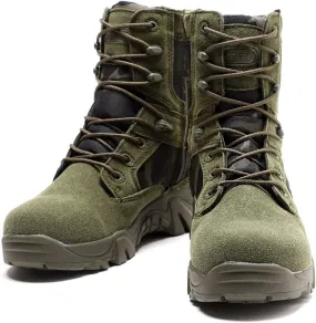 Men's Tactical Boots，High-Tops Special Training Army Shoes Outdoor Climbing Hiking Combat Boots,Green- 46/UK 11.5/US 12