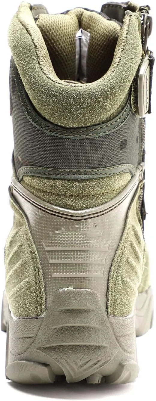 Men's Tactical Boots，High-Tops Special Training Army Shoes Outdoor Climbing Hiking Combat Boots,Green- 46/UK 11.5/US 12