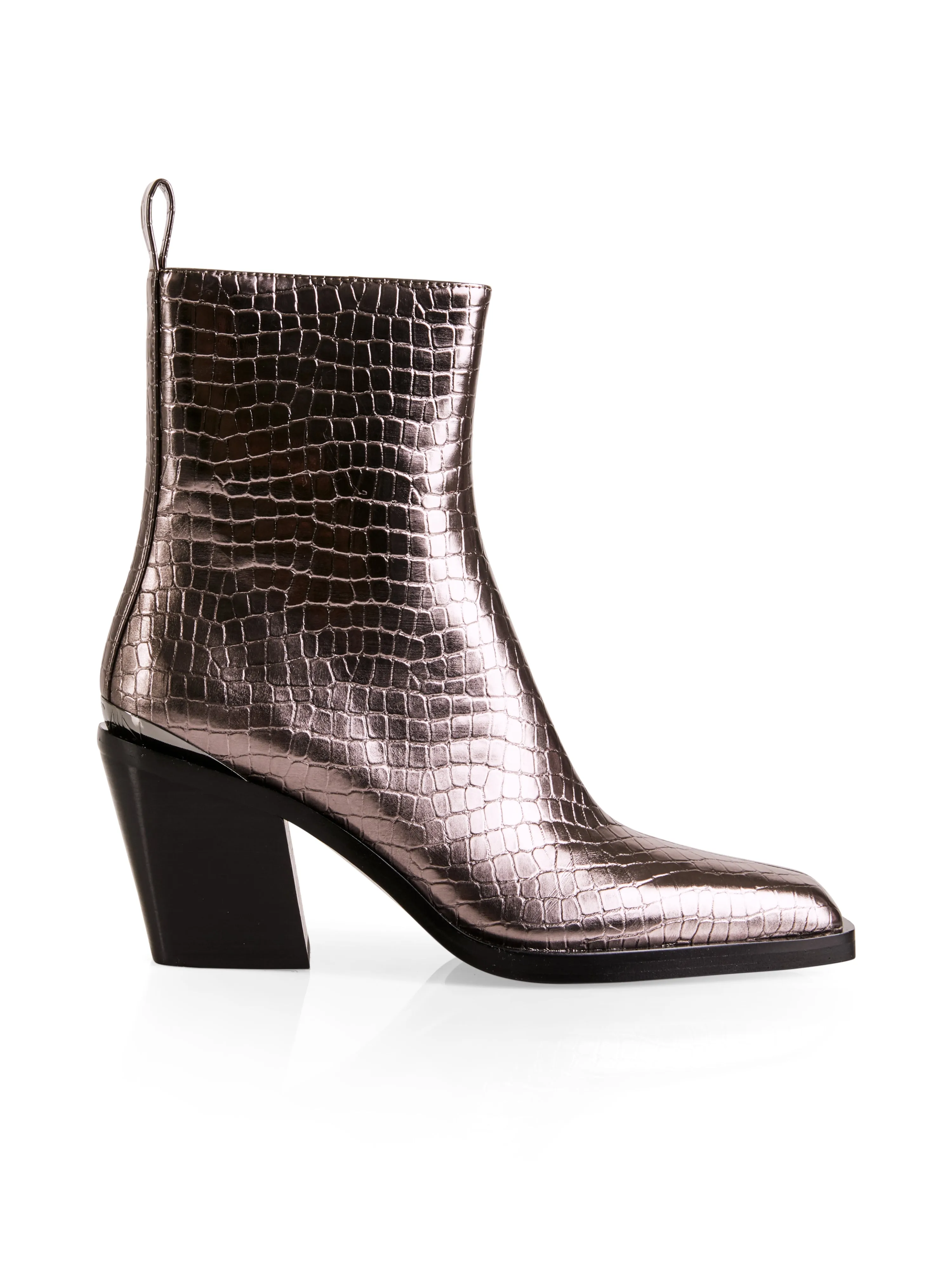METALLIC CROC BOOT W CUBAN HEEL