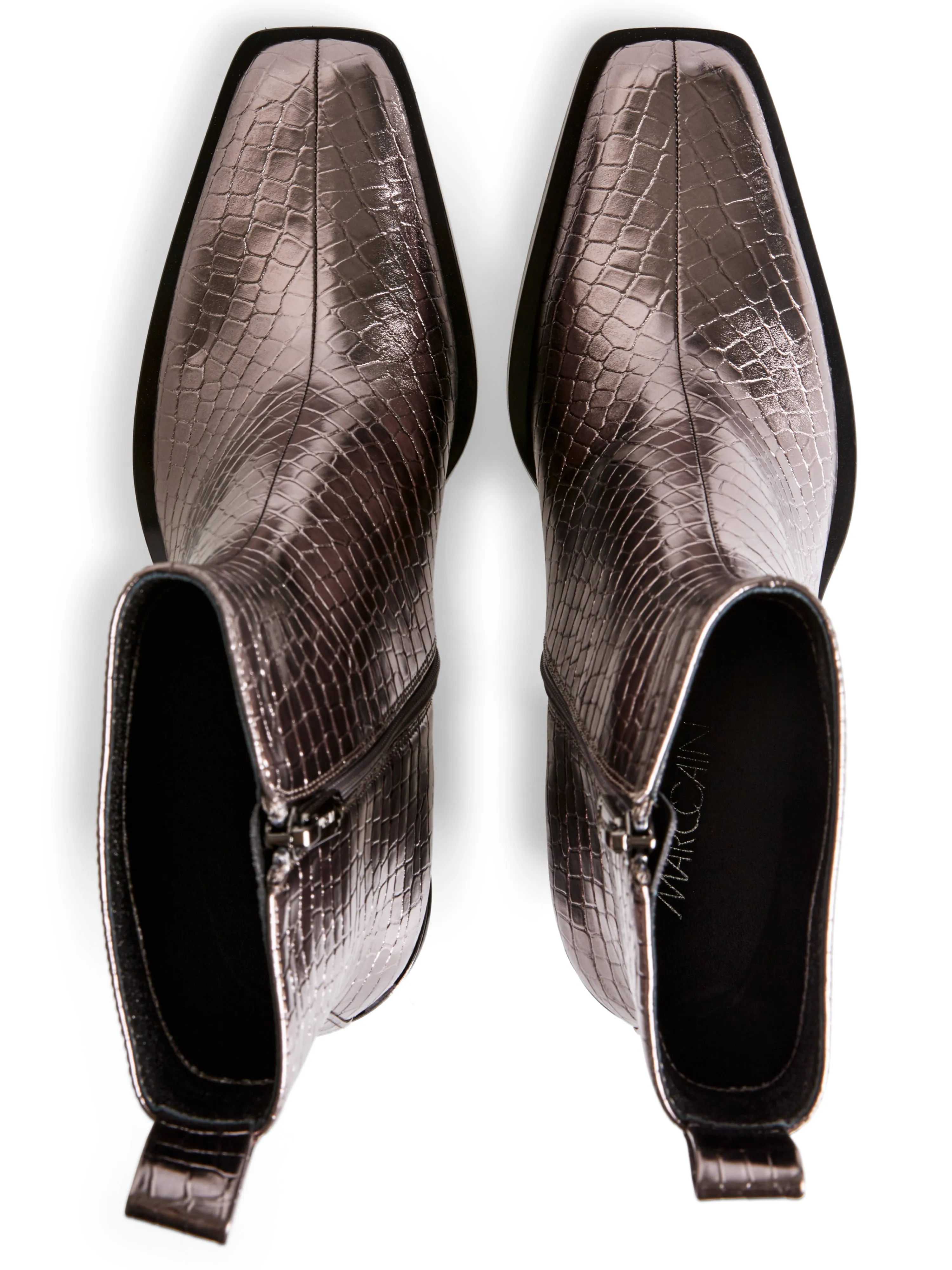 METALLIC CROC BOOT W CUBAN HEEL