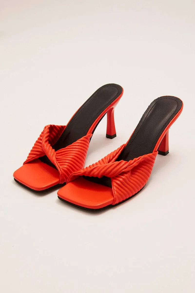 Orange Twist Stiletto Heeled Mule Sandals