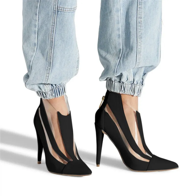 Pointed Transparent Hollow Cool Boots