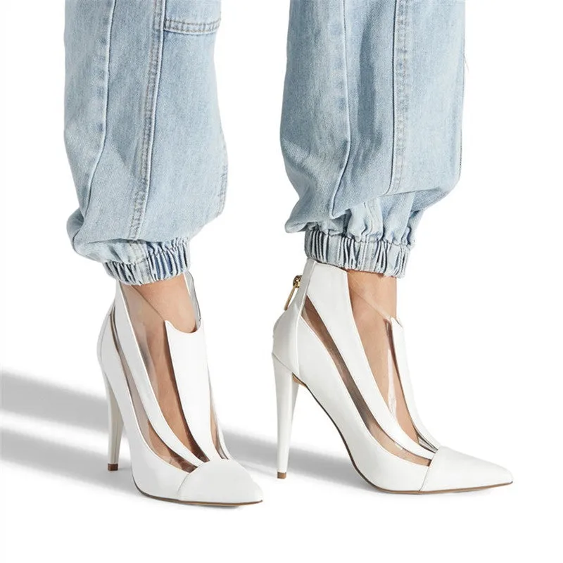 Pointed Transparent Hollow Cool Boots